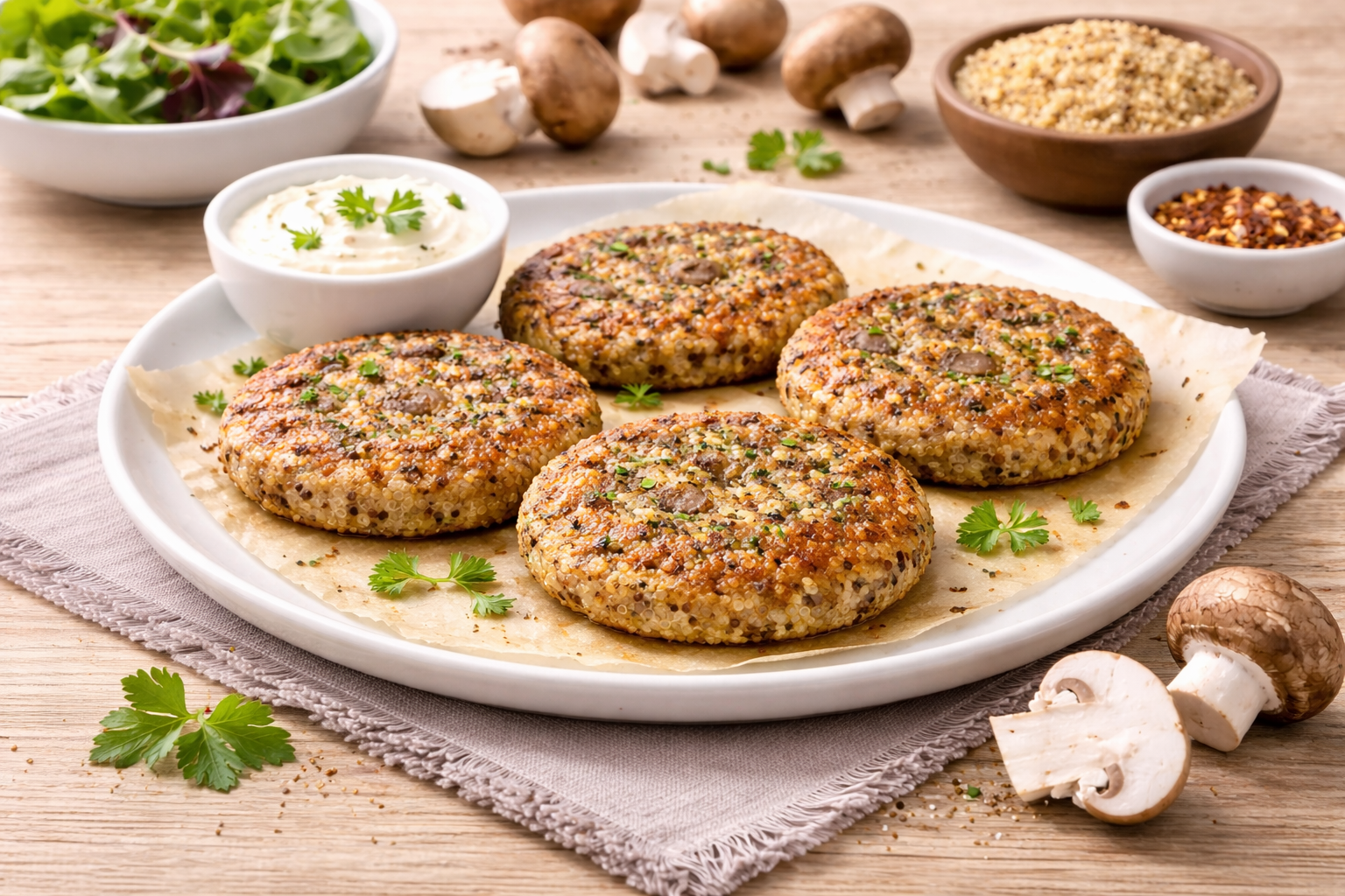 MEDALLONES DE QUINOA Y MIX DE HONGOS