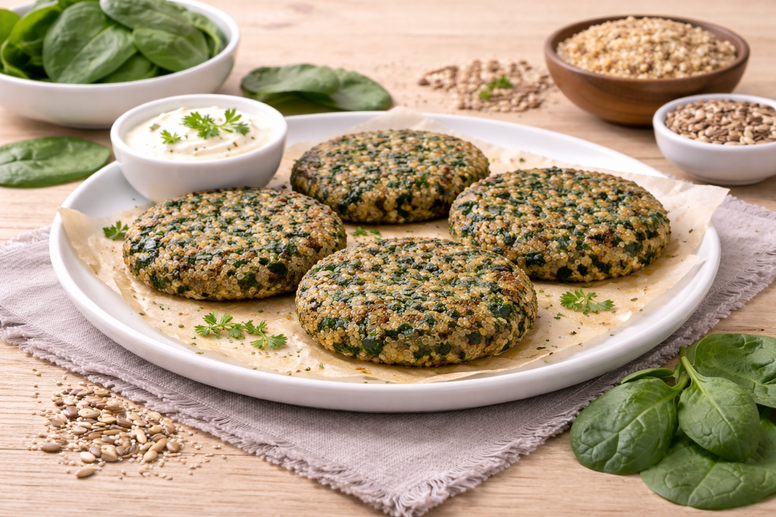 MEDALLONES DE QUINOA Y ESPINACA