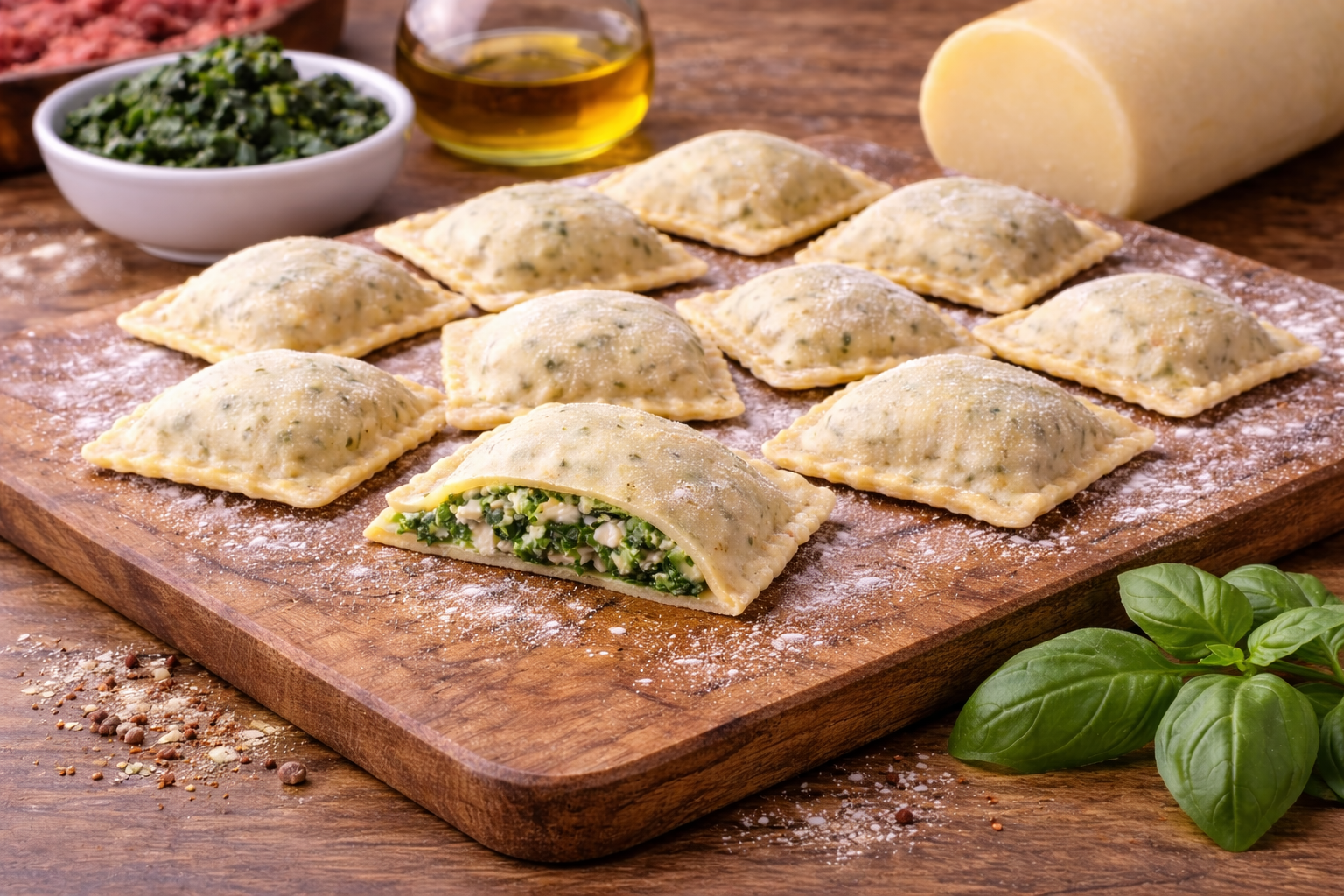 RAVIOLÓN DE ESPINACA Y PROVOLONE