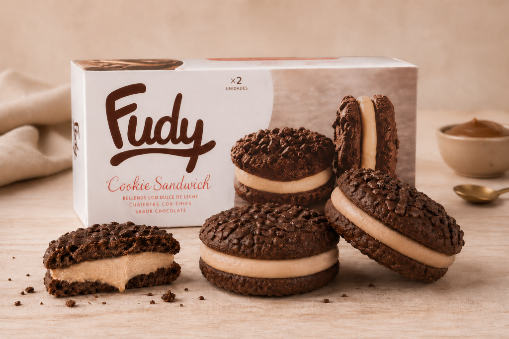 COOKIE SANDWICH DE CHOCOLATE CON DULCE DE LECHE FUDY (2u)