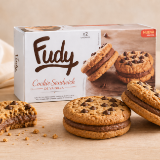 COOKIE SANDWICH DE VAINILLA CON CHOCOLATE FUDY (2u)