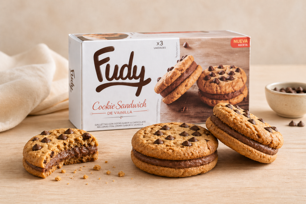 COOKIE SANDWICH DE VAINILLA CON CHOCOLATE FUDY (2u)