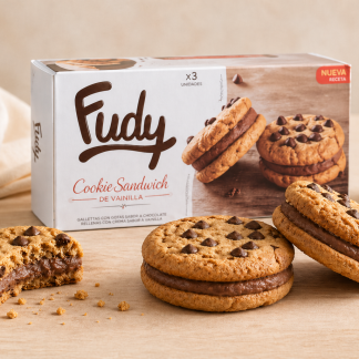 COOKIE SANDWICH DE VAINILLA CON CHOCOLATE FUDY (2u)