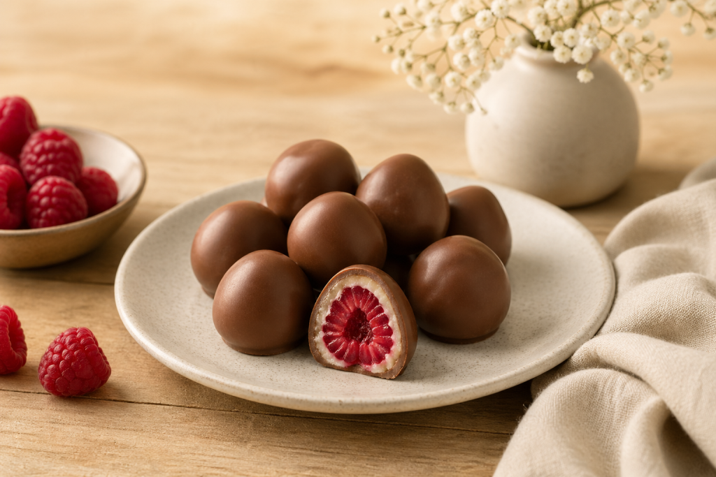 FRAMBUESAS BAÑADAS EN CHOCOLATE KARINAT (120gr)