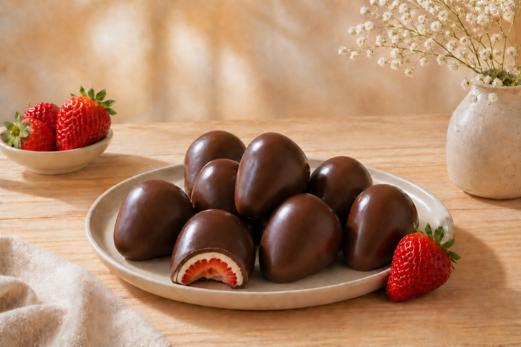 FRUTILLAS BAÑADAS EN CHOCOLATE KARINAT (120gr)