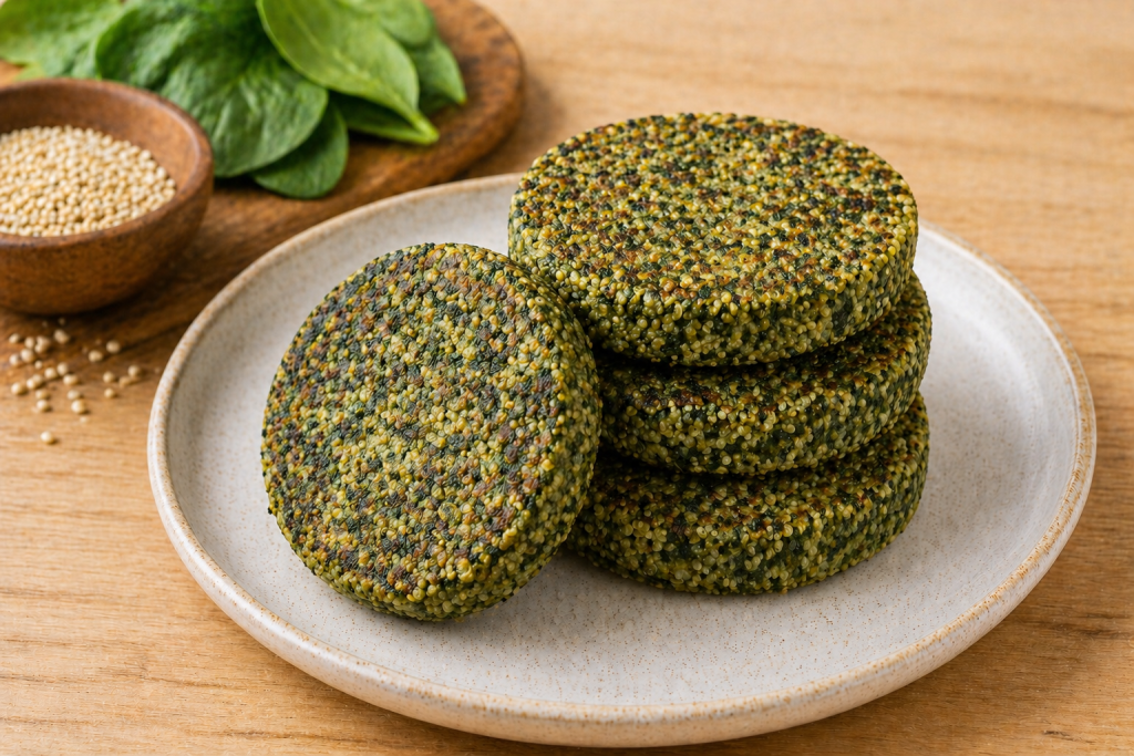 MEDALLONES DE QUINOA Y ESPINACA (4u)