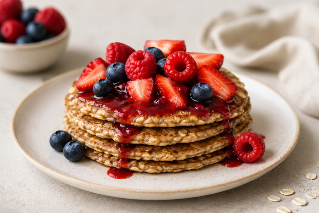 PANCAKES PROTEICOS DE AVENA Y FRUTOS ROJOS (4u)