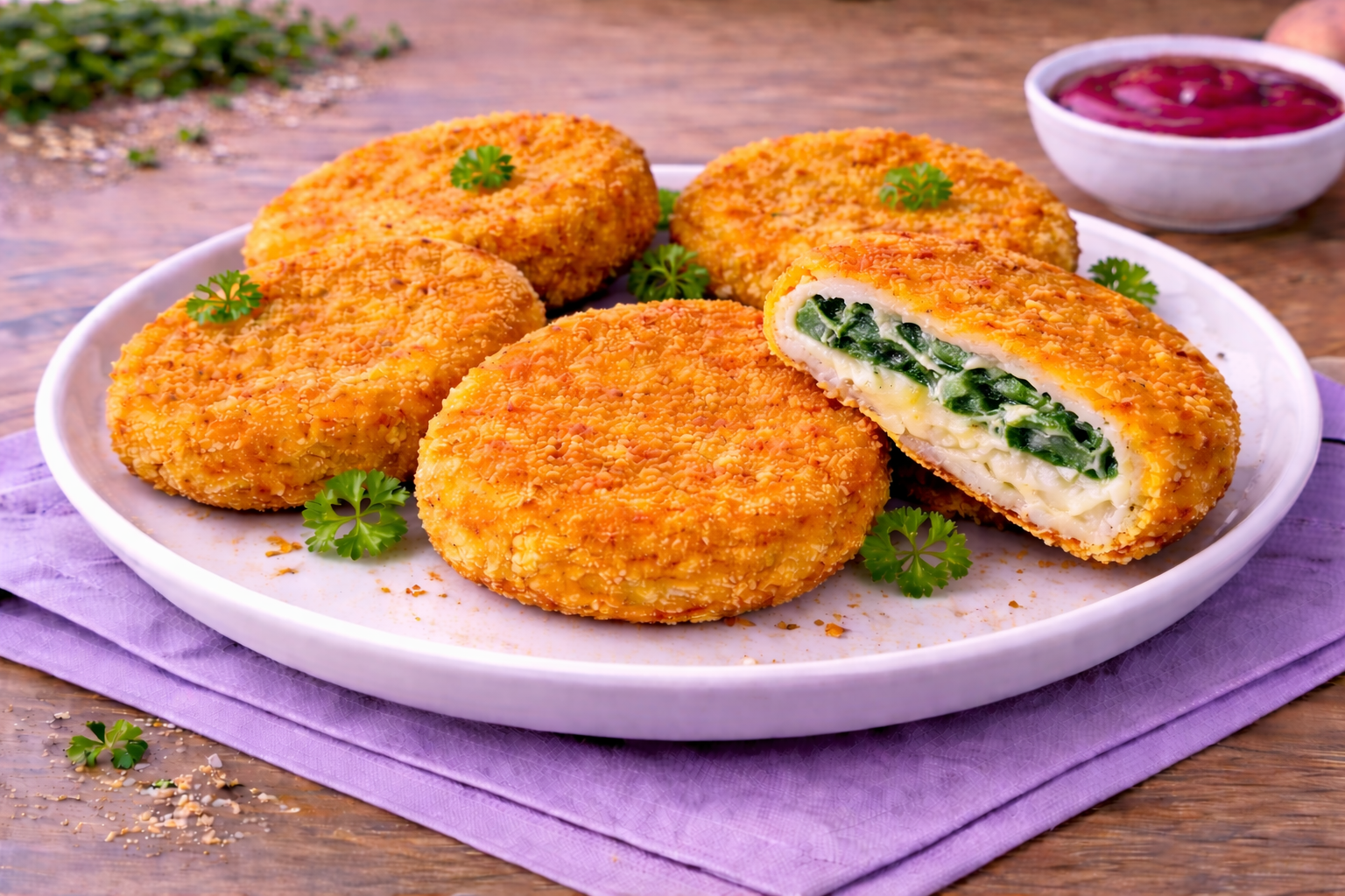 MEDALLÓN DE POLLO CON CREMA DE ESPINACA