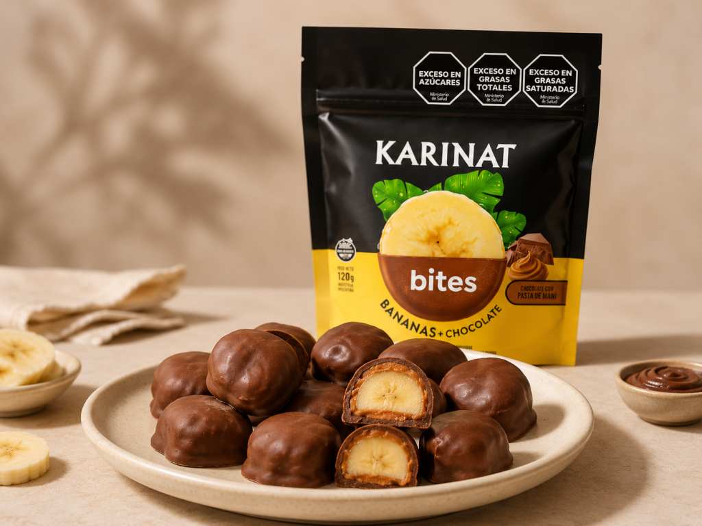 BITES DE BANANA BAÑADOS EN CHOCOLATE CON LECHE (120GR.)